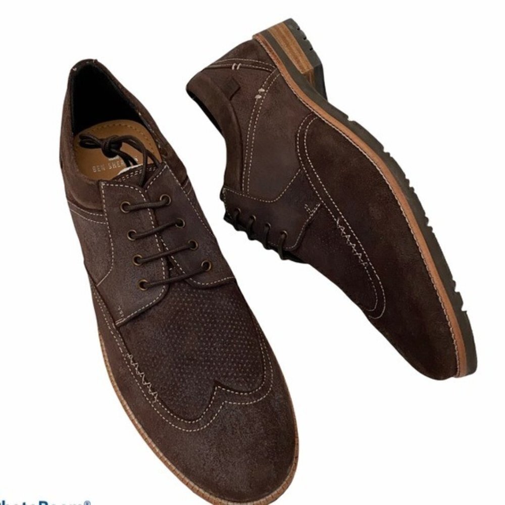 Ben Sherman Suede Wingtip Derby Sz 11.5 Distressed Brown